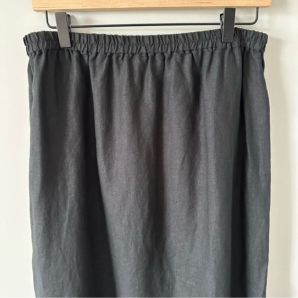 Talbots NWT Vintage Deadstock Irish Linen Long Skirt PL Black Elastic Waist - Picture 2 of 12
